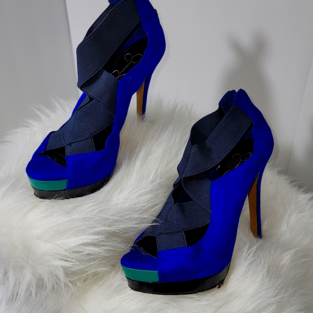 Jessica Simpson Blue and Teal Heels 7.5 Almost New